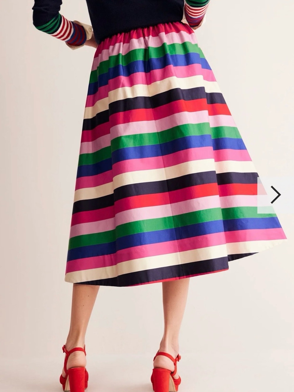 NWT Boden Isabella Cotton Sateen Skirt
Multi Stripe with Pockets - Picture 2 of 6